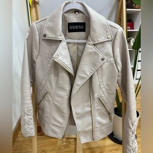 Guess Women's Off-White Leather Jacket